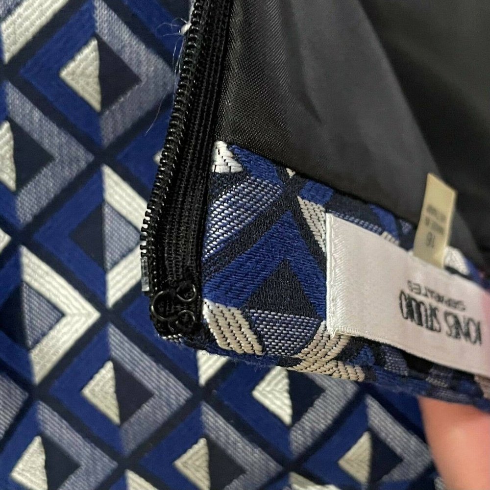 Jones Studio Separates Blue & Silver Diamonds Patterned Pencil Skirt Size 16 - Picture 7 of 12